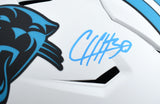 Chuba Hubbard Signed Panthers F/S Lunar Speed Flex Helmet - Beckett W Holo *Teal