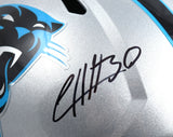 Chuba Hubbard Autographed Panthers F/S Speed Helmet - Beckett W Hologram *Black