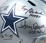 Staubach Dorsett Pearson Signed Cowboys F/S Speed Helmet w/HOF - Beckett W Holo