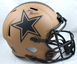 Roger Staubach Signed Cowboys F/S Salute Speed Helmet- Beckett W Holo *Blue