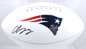 Christian Gonzalez Autographed Patriots Logo Football- Beckett W Hologram *Black