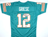 Bob Griese Autographed Teal Pro Style Jersey w/ HOF - Beckett W Hologram *Black