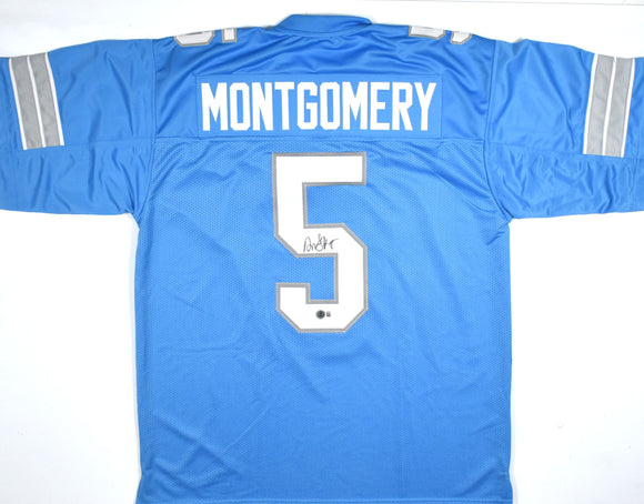 David Montgomery Autographed Blue Pro Style Jersey - Beckett W Hologram *Black