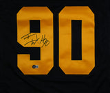 TJ Watt Autographed Black Yellow # Pro Style Jersey - Beckett W Hologram *Black