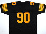 TJ Watt Autographed Black Yellow # Pro Style Jersey - Beckett W Hologram *Black