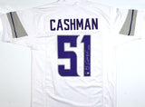 Blake Cashman Autographed White Pro Style Jersey - Beckett W Hologram *Silver