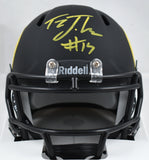 Tez Johnson Autographed Oregon Black Speed Mini Helmet-Beckett W Hologram*Yellow