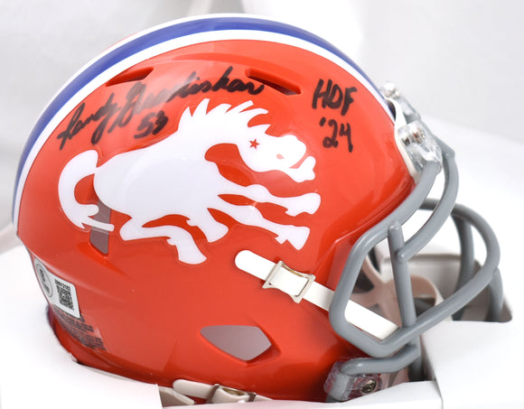 Randy Gradishar Signed Broncos 1966 Speed Mini Helmet w/ HOF- Beckett W Hologram