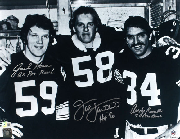 Ham, Lambert & Russell Autographed Steelers 16x20 B/W Photo - Beckett W Hologram