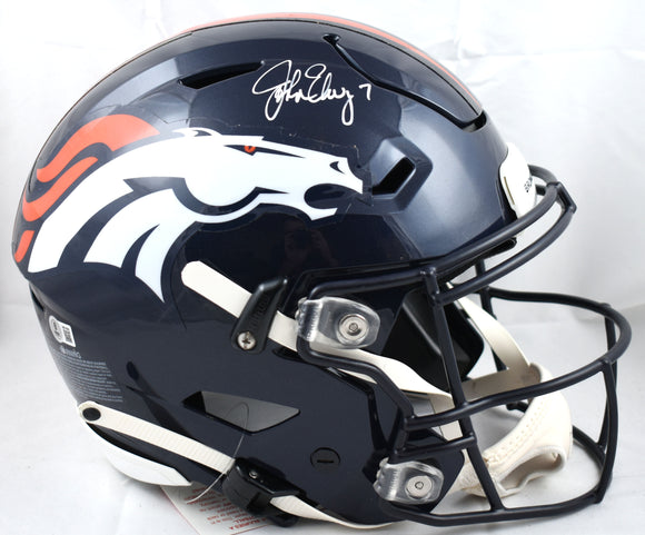 John Elway Autographed Broncos F/S Speed Flex Helmet - Beckett W Hologram *White