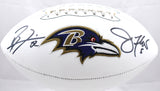 Joe Flacco Ray Lewis Autographed Ravens Logo Football - Beckett W Hologram