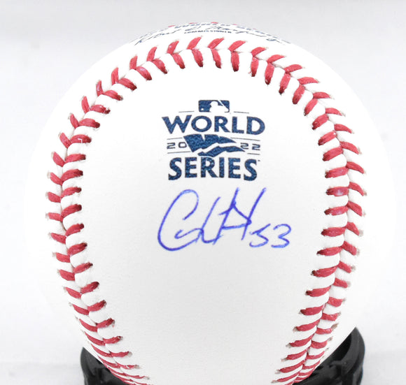 Cristian Javier Autographed Rawlings World Series OML Baseball - Beckett W Holo