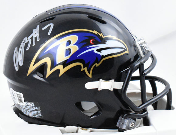 Rashod Bateman Autographed Baltimore Ravens Speed Mini Helmet-Beckett W Hologram