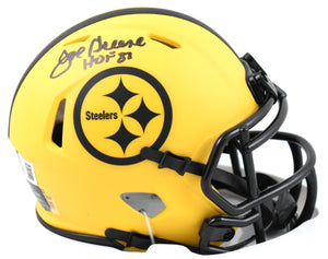 Joe Greene Autographed Steelers Rave Speed Mini Helmet HOF - Beckett W Hologram