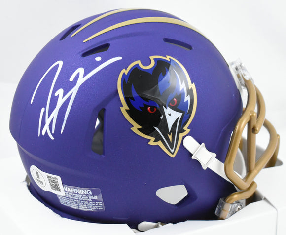 Ray Lewis Autographed Baltimore Ravens Alt 24 Speed Mini Helmet - Beckett W Holo