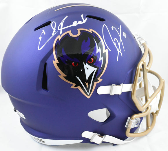 Ray Lewis Ed Reed Autographed Ravens F/S Alt 24 Speed Helmet  - Beckett W Holo