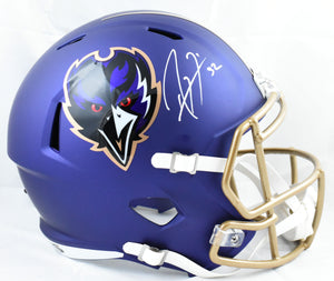 Ray Lewis Autographed Baltimore Ravens F/S Alt 24 Speed Helmet - Beckett W Holo