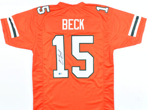 Carson Beck Autographed Orange College Style Jersey - Beckett W Hologram *Black