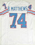 Bruce Matthews Autographed White Pro Style Jersey W/ HOF- JSA Witnessed Auth