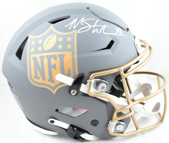 Michael Strahan Autographed NFL F/S Slate Speed Flex Helmet - Beckett W Hologram