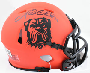 Nick Chubb Autographed Cleveland Browns Rave Speed Mini Helmet - Beckett W Holo