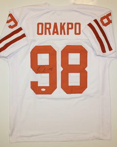 Brian Orakpo Autographed White College Style Jersey- JSA W Authenticated