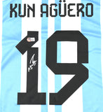 Sergio Aguero Signed Argentina FC Soccer White Jersey #19 - Beckett Hologram
