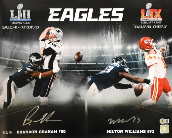 Brandon Graham Milton Williams Signed Philadelphia Eagles 16x20 Photo-Beckett W
