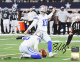 Brandon Aubrey Autographed Dallas Cowboys 8x10 Kick Photo - Prova *Black