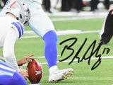 Brandon Aubrey Autographed Dallas Cowboys 8x10 Kick Photo - Prova *Black