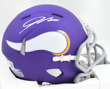 Jordan Addison Autographed Vikings Tribute Speed Mini Helmet- Beckett W Hologram