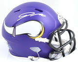 Jordan Addison Autographed Vikings Speed Mini Helmet- Beckett W Hologram *White