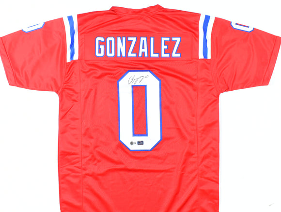 Christian Gonzalez Autographed Red Pro Style Jersey - Beckett W Hologram *Black