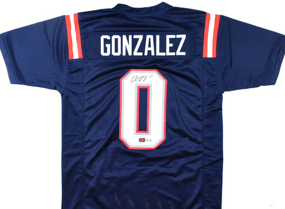 Christian Gonzalez Autographed Blue Pro Style Jersey - Beckett W Hologram *Black