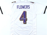 Zay Flowers Autographed White Pro Style Jersey - Beckett W Hologram *Silver