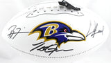 Suggs/Lewis/Reed Autographed Ravens Logo Football - Beckett W Hologram *Black