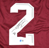 Johnny Manziel Autographed Maroon College Style Jersey w/HT -Beckett W Hologram