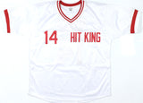 Pete Rose Autographed White Pro Style Jersey - JSA W *Silver