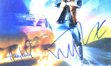 Huey Lewis & Michael J. Fox Autographed BTTF Vinyl - Beckett W Hologram *Blue