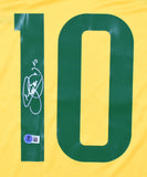 Neymar JR Autographed Brazil Home Soccer Jersey #10 - Beckett Hologram *XL