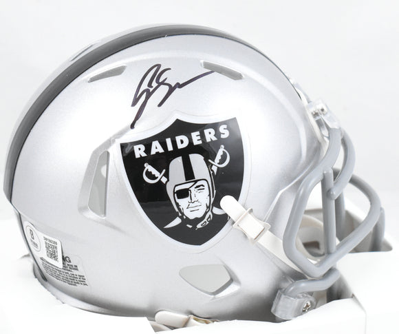 Geno Smith Autographed Las Vegas Raiders Speed Mini Helmet - Beckett W Hologram