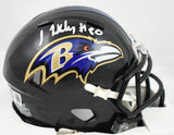 Isaiah Likely Autographed Baltimore Ravens Speed Mini Helmet- Beckett W Hologram