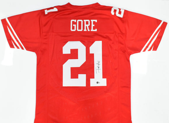 Frank Gore Autographed Red Pro Style Jersey - Beckett W Hologram *Black