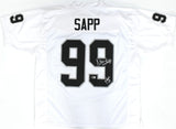 Warren Sapp Autographed White Pro Style Jersey w/HOF- Beckett W Hologram *Silver