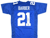 Tiki Barber Autographed Blue Pro Style Jersey - Beckett W Hologram *Black