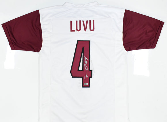 Frankie Luvu Autographed White Pro Style Jersey - Beckett W Hologram *Silver