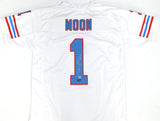 Warren Moon Autographed White Pro Style Jersey HOF - Beckett W Hologram *Silver