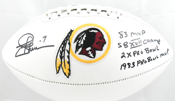 Joe Theismann Autographed Washington Redskins Logo Football 4 Insc.- Beckett W