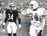 Earl Campbell Autographed Houston Oilers 8x10 B/W Photo w/Payton- Beckett W Holo