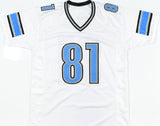 Calvin Johnson Autographed White Pro Style Jersey - Beckett W Hologram *Silver